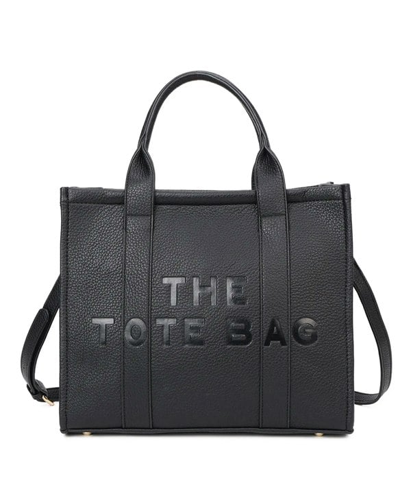 Kitise Large Textured Leather Embossed Logo Structured Tote Bag