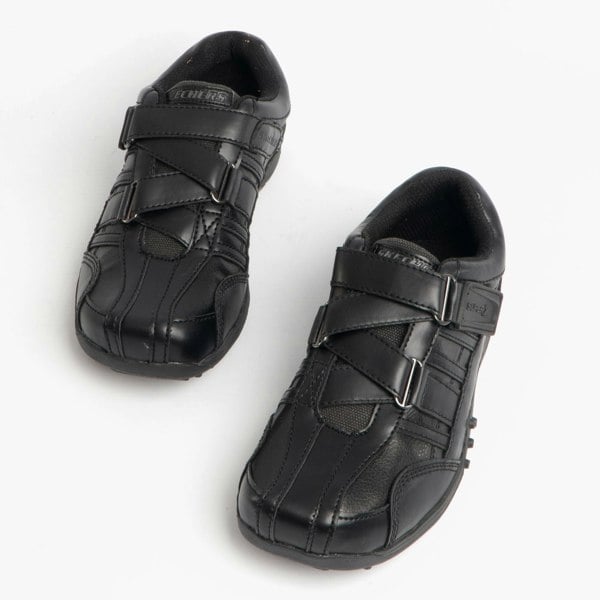 Skechers 91664L/BBK URBANTRACK II RAGE Boys Touch Fasten School Shoes Black