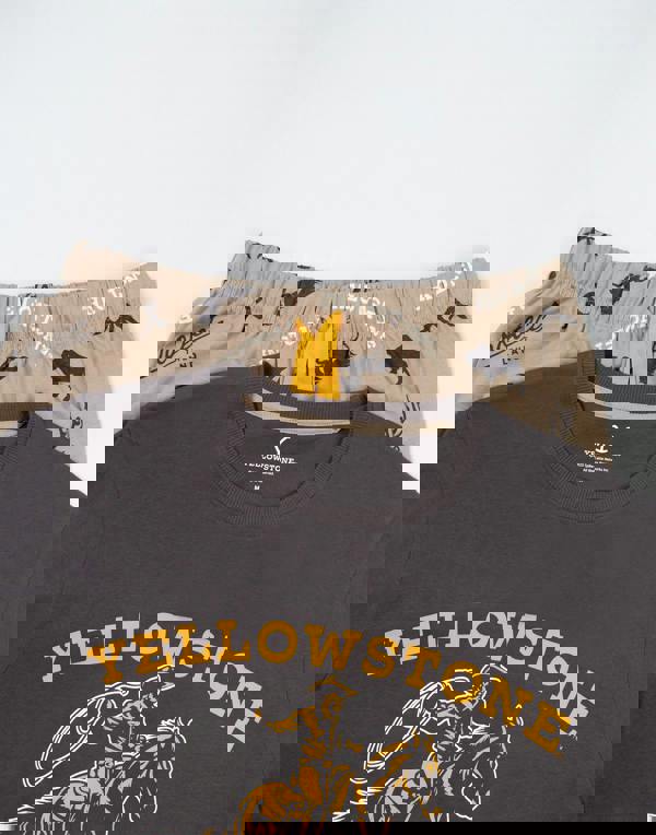 Yellowstone Mens Grey Character Short Sleeve Long Leg Pyjama Set