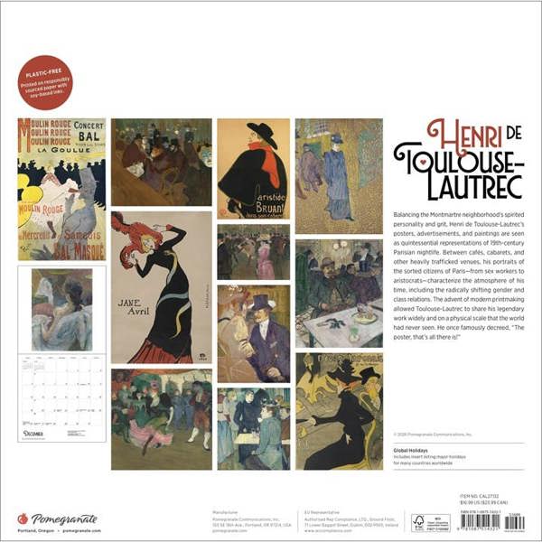 Henri de Toulouse Lautrec Calendar 2027, Wall Calendars, Month To View, Art, Gift