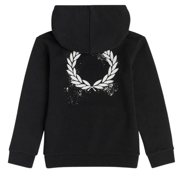 Fred Perry Laurel Back Kids Hooded Sweatshirt Hoodie - Black