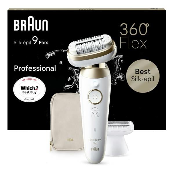 Braun Silk-épil 9 Flex, Epilator For Easy Hair Removal, 9-041 3D, White/Gold