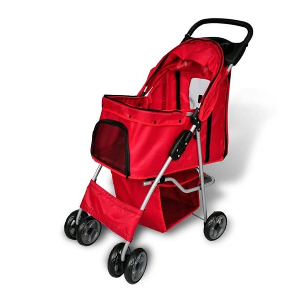Berkfield Folding Pet Stroller Dog/Cat Travel Carrier Red