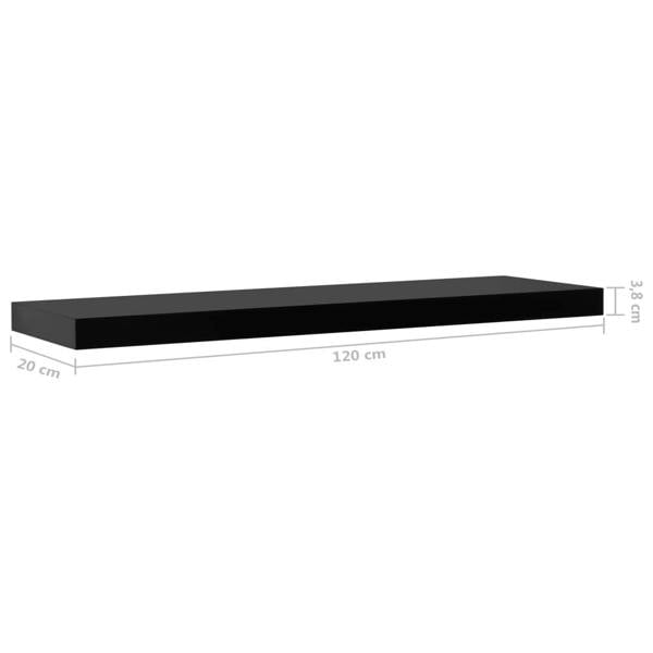 Berkfield Floating Wall Shelves 2 pcs Black 120x20x3.8 cm
