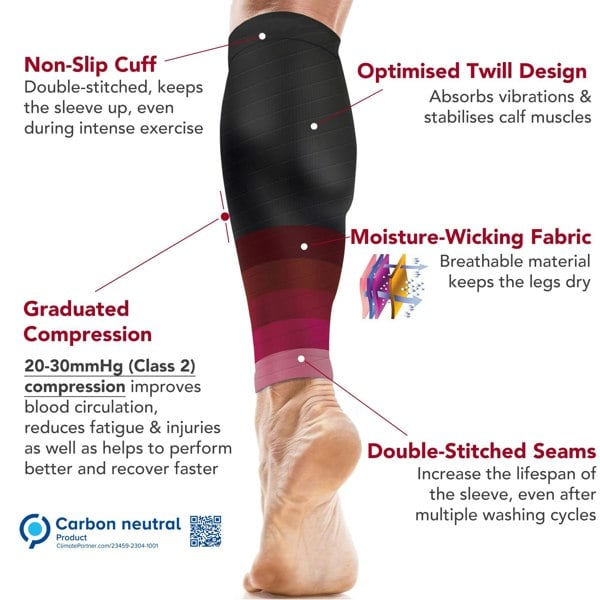 Calf Support Compression Sleeves for Shin Splints (20-30 mmHg / Class 2) (Pair) - aZengear