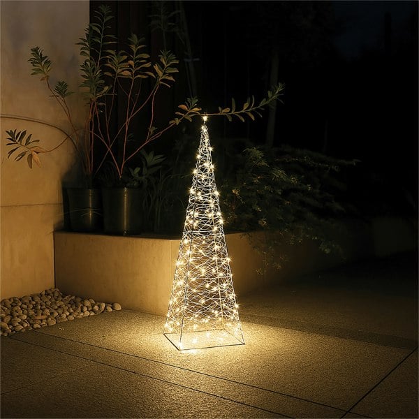 Xmas Haus 18x18x66cm Black Tower Tree 200Warm White MicroLed 5M Lead