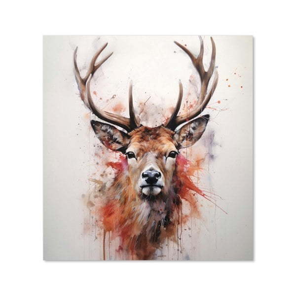 Warren Reed - Designer Watercolour Splashart Stag Face Kitchen Splashback