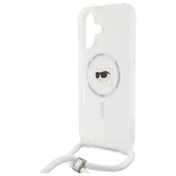 Karl Lagerfeld Crossbody IML Karl Head Case with Magsafe for iPhone 16 6.1" Clear - KLHMP16SHCKHNT