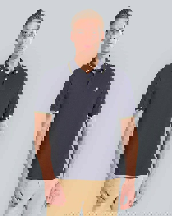 GANT Mens Contrast Tipping Polo 433 Evening Blue