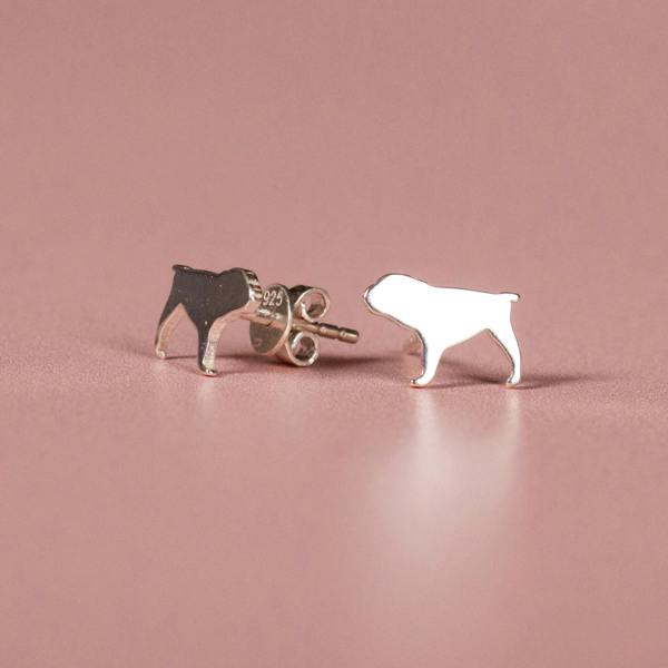 Mylee London English Bulldog Silver Stud Earrings