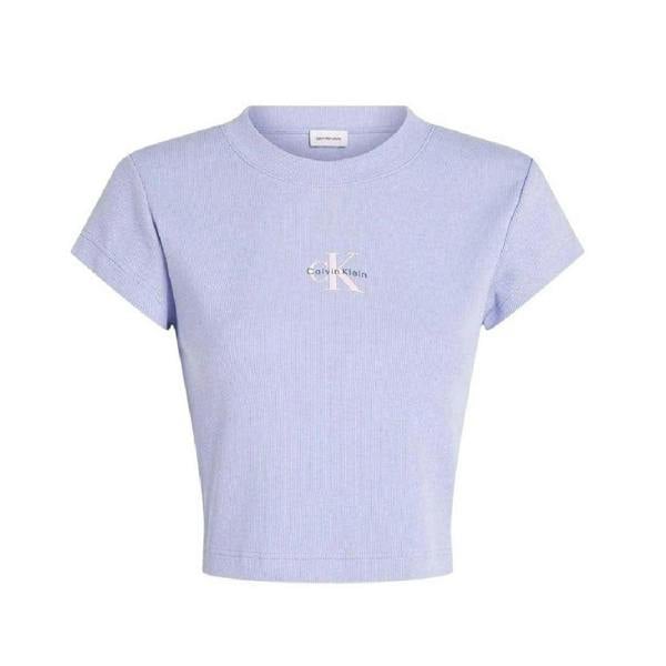 Calvin Klein Womens/Ladies Logo Ribbed Slim Crop Top - Lavender Purple - 