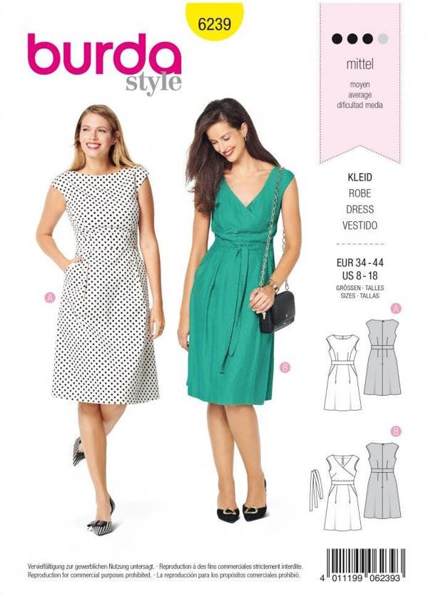 Burda Sewing Pattern 6239 Dresses For Women, Sizes 8-18 - Intermediate