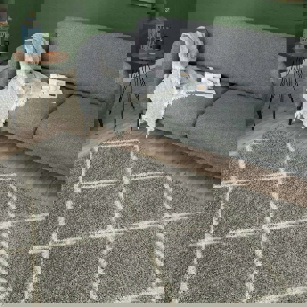 Diamond Design Thick Shaggy Area Rugs Grey