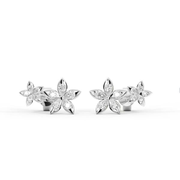 Bloomtine-sterling-silver-eternal-bloom-earrings. A high-quality-product-shot of 925-sterling-silver-flower-studs, designed-as-the-perfect-gift-for-her. These-dainty-floral-earrings feature a polished-silver-blossom-design and are crafted-from-genuine-solid-sterling-silver. Shown-on-a-clean-white-background, these-minimalist-botanical-studs highlight the-intricate-craftsmanship and timeless-style of the Bloomtine-silver-jewellery-collection.
