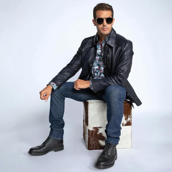 The Commander Leather Field Jacket - Premium Men's Patterned Shirt by Claudio Lugli | Bold Design, Tailored Fit, Best Printed Shirts
