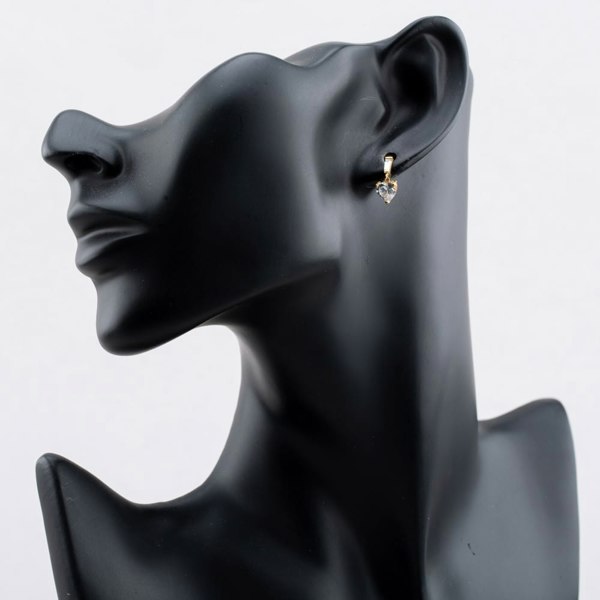 T. H. Baker 9ct Yellow Gold Cubic Zirconia Heart Drop Earrings 1.58.4789