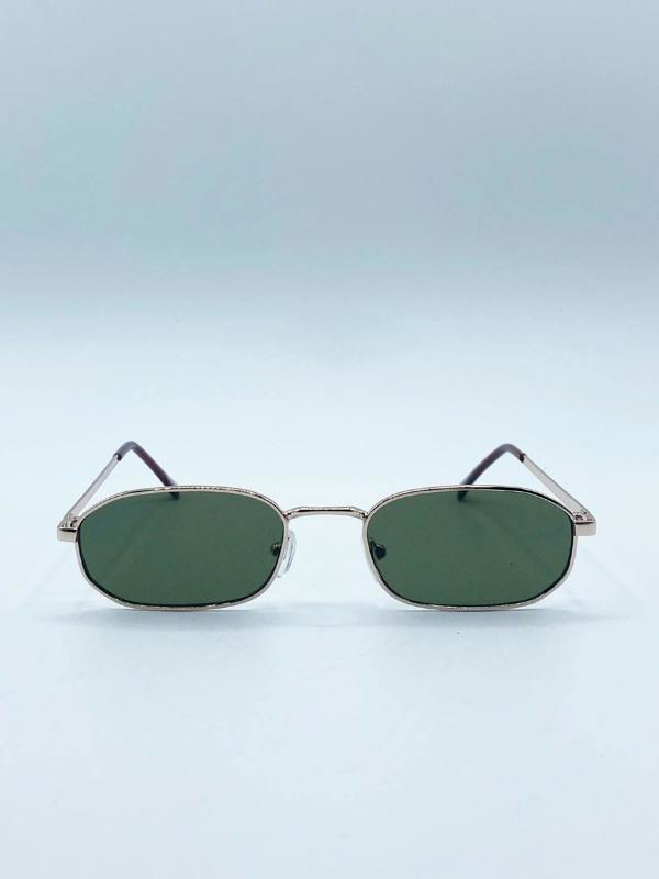 Slim Metal Hexagon Frame in Gold with Khaki Lenses - svnx