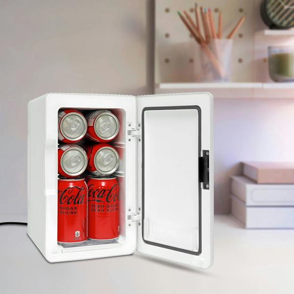 Koolatron 6L Mini Fridge 8 Can White Skincare Fridge | Quiet, Portable 12V Cooler & Warmer for Home & Car
