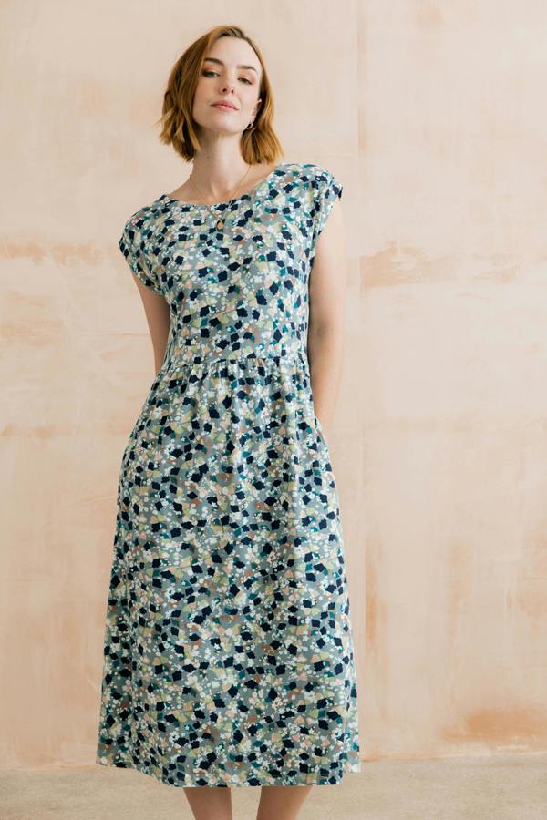 Sway Organic Cotton Jersey T-Shirt Dress Water Violet Ocean