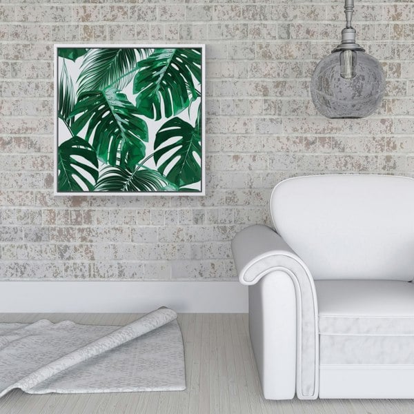 Warren Reed Tropical Jungle Leaf Pattern Framed Canvas