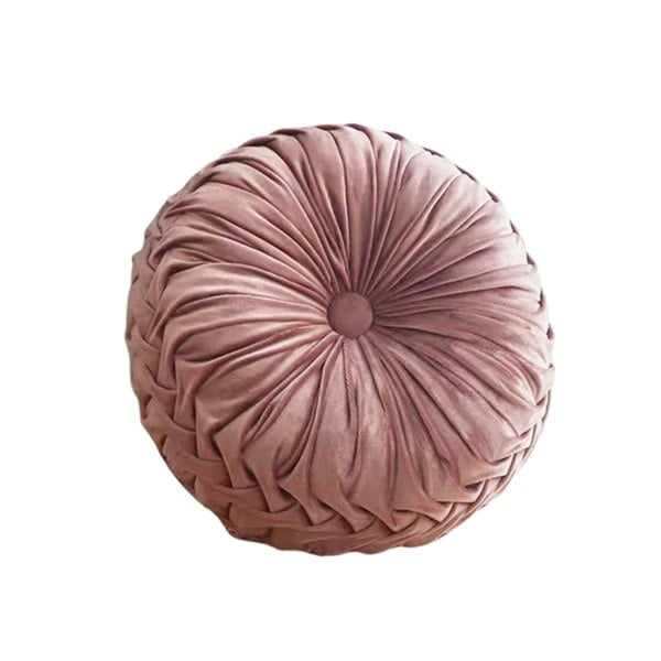 ANYHOUZ Round Pleated Velvet Pillow Soft Cushion Fill