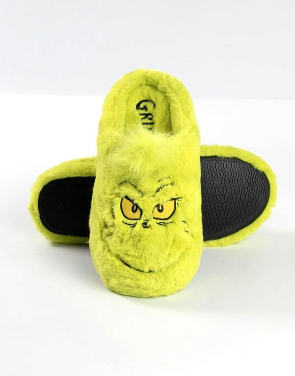 The Grinch Mens Green Mule Slippers