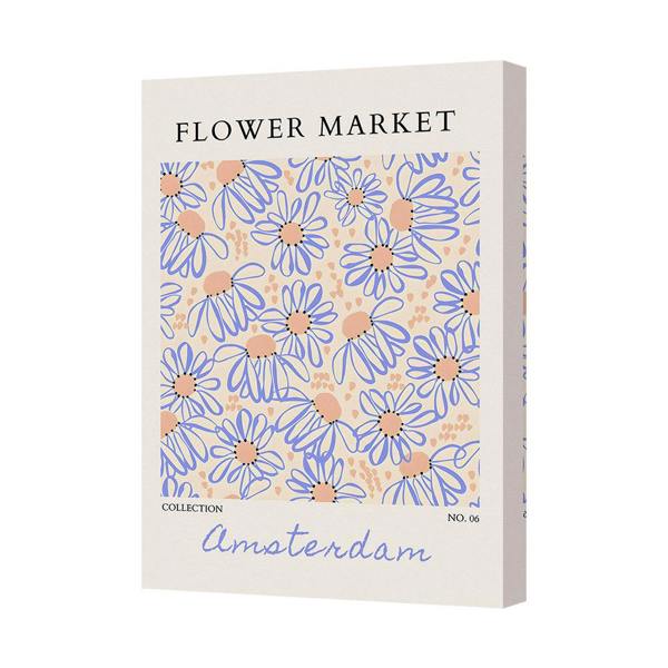 Benjamin Tate Design Flower Market Amsterdam Contemporary Canvas Print With Deep Wooden Frame
