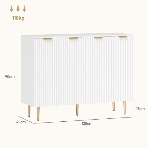 Wyld Haus Vinotti Wooden White 4 Door Sideboard 4 Doors 2 Shelves