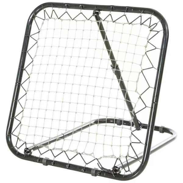 Black rebounder net goal with angled frame and white mesh for football/baseball practice