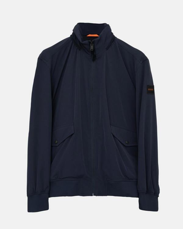 BOSS Orange Ohice Mens Water-Repellent Bomber Jacket with Packable Hood - Dark Blue 404