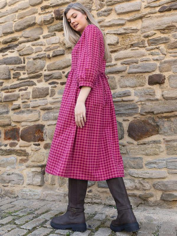 Kite Womens Organic Damson Check Worgret Flannel Dress