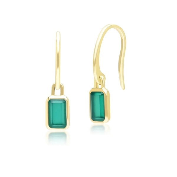 Gemondo Classic Baguette Chalcedony Drop Earrings in 9ct Yellow Gold