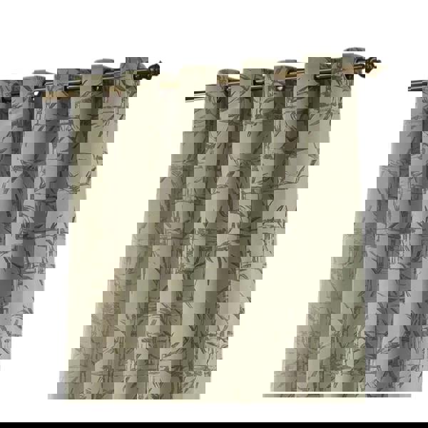 Paoletti Jacquard Bamboo Print Eyelet Curtains - Champagne