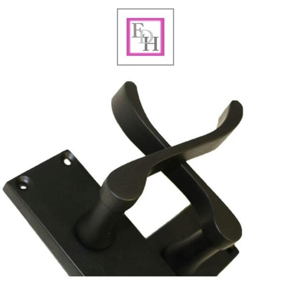 EDH Door Hardware Matt Black Victorian Scroll Door Handles on Backplate – 118mm x 42mm 6 Pairs + Tubular Latches