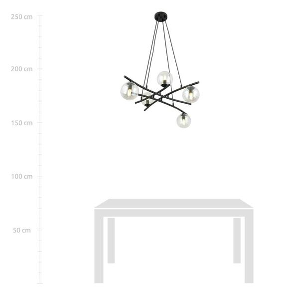 Emibig ESSA Pendant lamp 5 x E14 Black with Transparent Shade