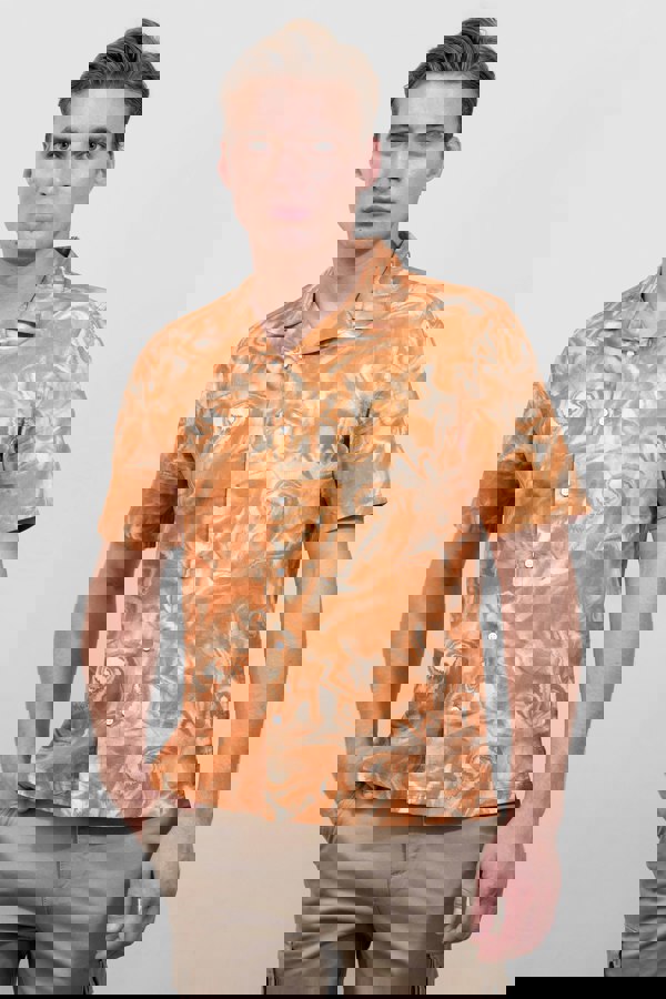 ENORSIA Revere Collar Short Sleeves Printed Shirt