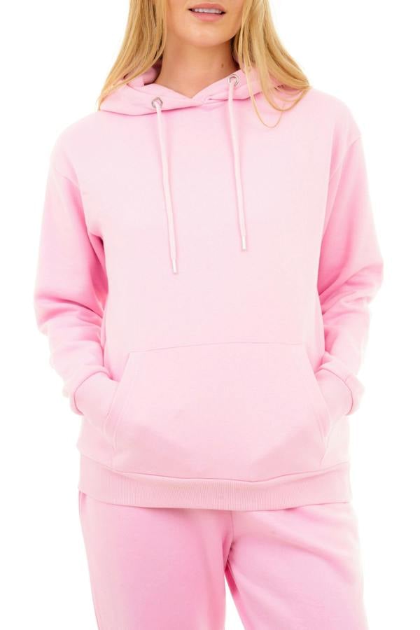 Smart Living Women's Soft Cotton Blend Hoodie - Cozy Pullover with Front Pocket - Pink