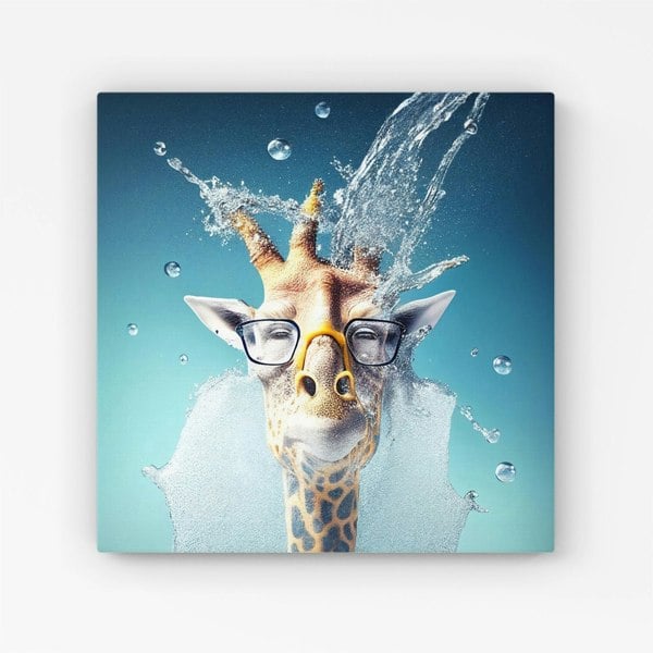 Warren Reed Giraffe Splash Art Canvas