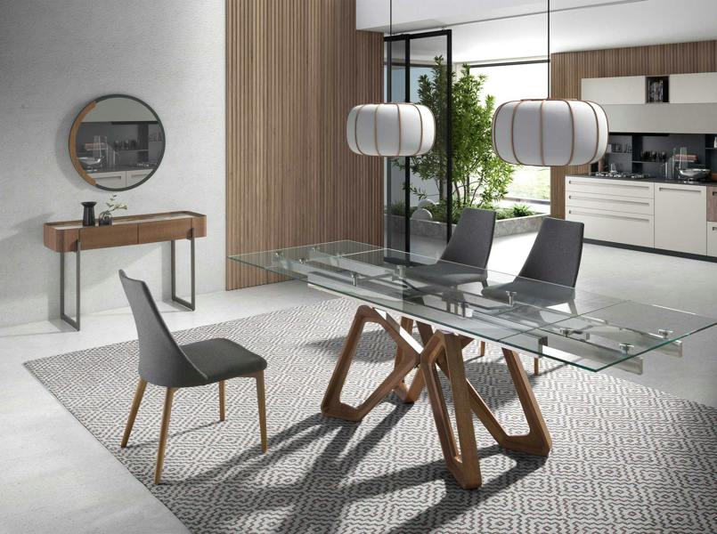 Angel Cerdá Rectangular porcelain marble, walnut and dark metallic steel console table 3254