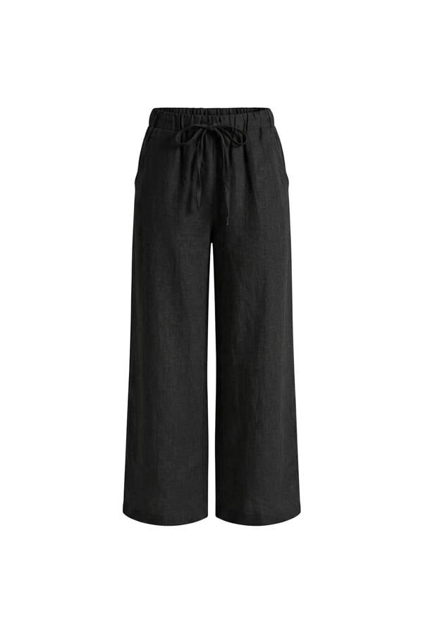 James Lakeland Linen Blend Black Drawstring Trousers