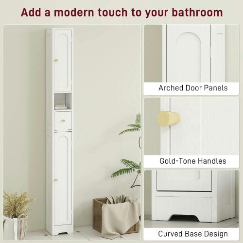 Wyld Haus Extra Tall Bathroom Storage Cabinet With Arched Doors White 185cm