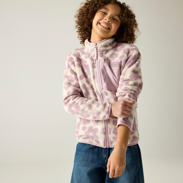 Regatta Kids Frankie Floral Full Zip Fleece Jacket - Light Vanilla