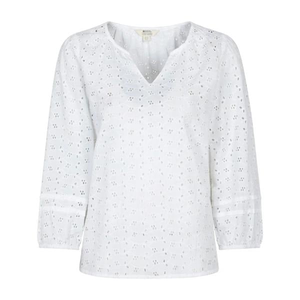 Mountain Warehouse Womens/Ladies Broderie Lightweight 3/4 Sleeve Casual Shirt - White - 