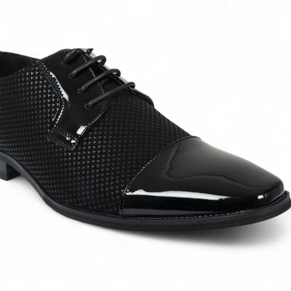 Dolcetto Men's Black Leather Oxford Formal Derby Shoes