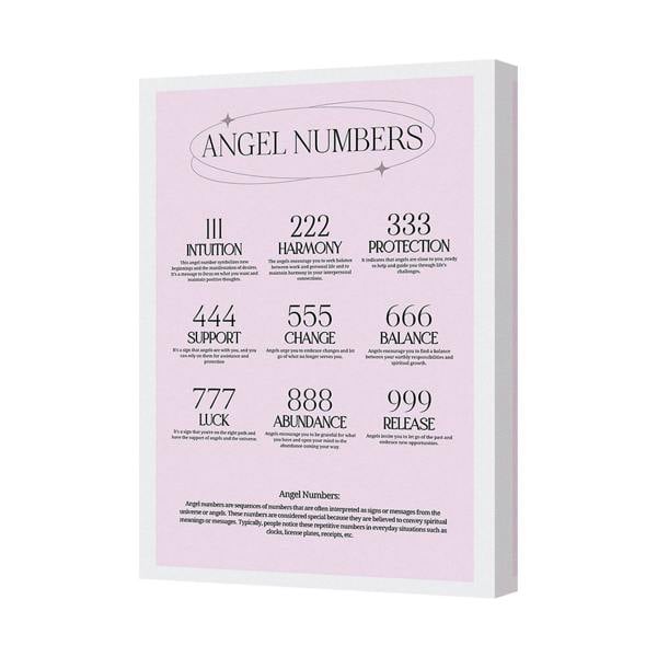 Benjamin Tate Design Angel Numbers Pink Canvas Wall Art Inspiring Numerology Decor