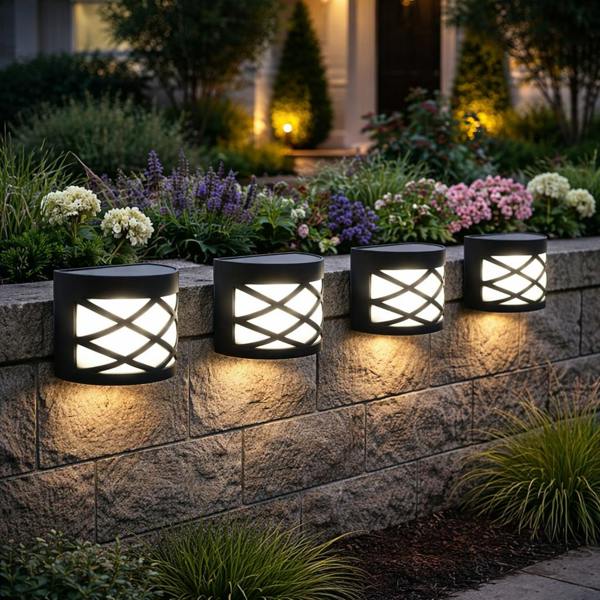 Gardenwize Pack of 4 Solar Fence Lights – Deck, Fence & Wall LED Lights