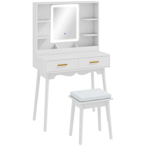 Wyld Haus Dididi White Elegant Dressing Table With LED Mirror