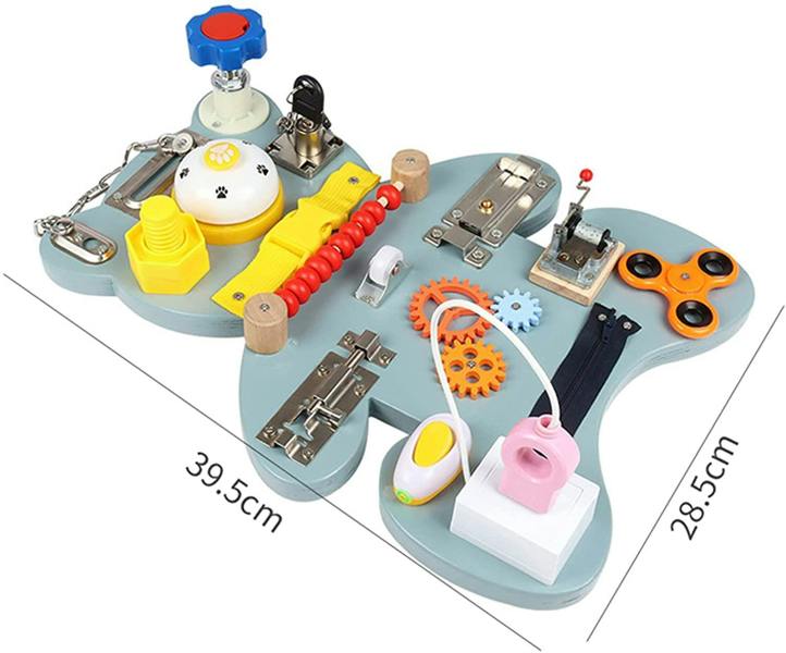 Dyzi Montessori Busy Board Bear Sensory Toy Learning Motor Skills Activity