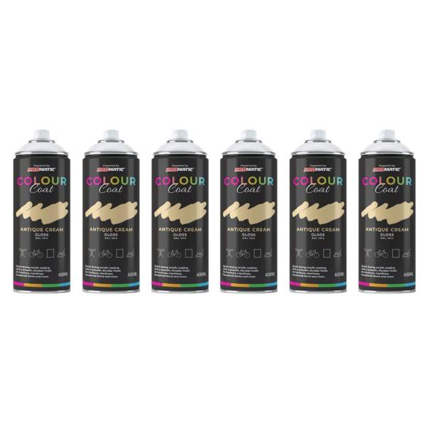 Colour Coat 6X Antique Cream RAL 1014 Gloss Spray Paint 400ml