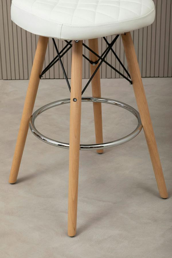 Interiors by Premier Stockholm White Leather Effect Seat Bar Stool